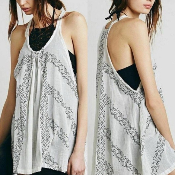 Free People FP One 2-Piece Halter Slip Dress & Embroidered Tunic Set Size Large - Picture 1 of 14